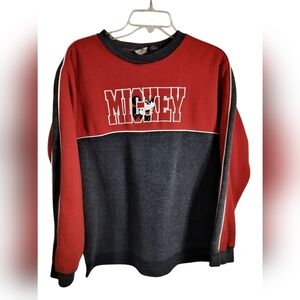 M485 ) Vintage 90's Mickey & Co Crew neck Red & Gray Sweatshirt Size Smal